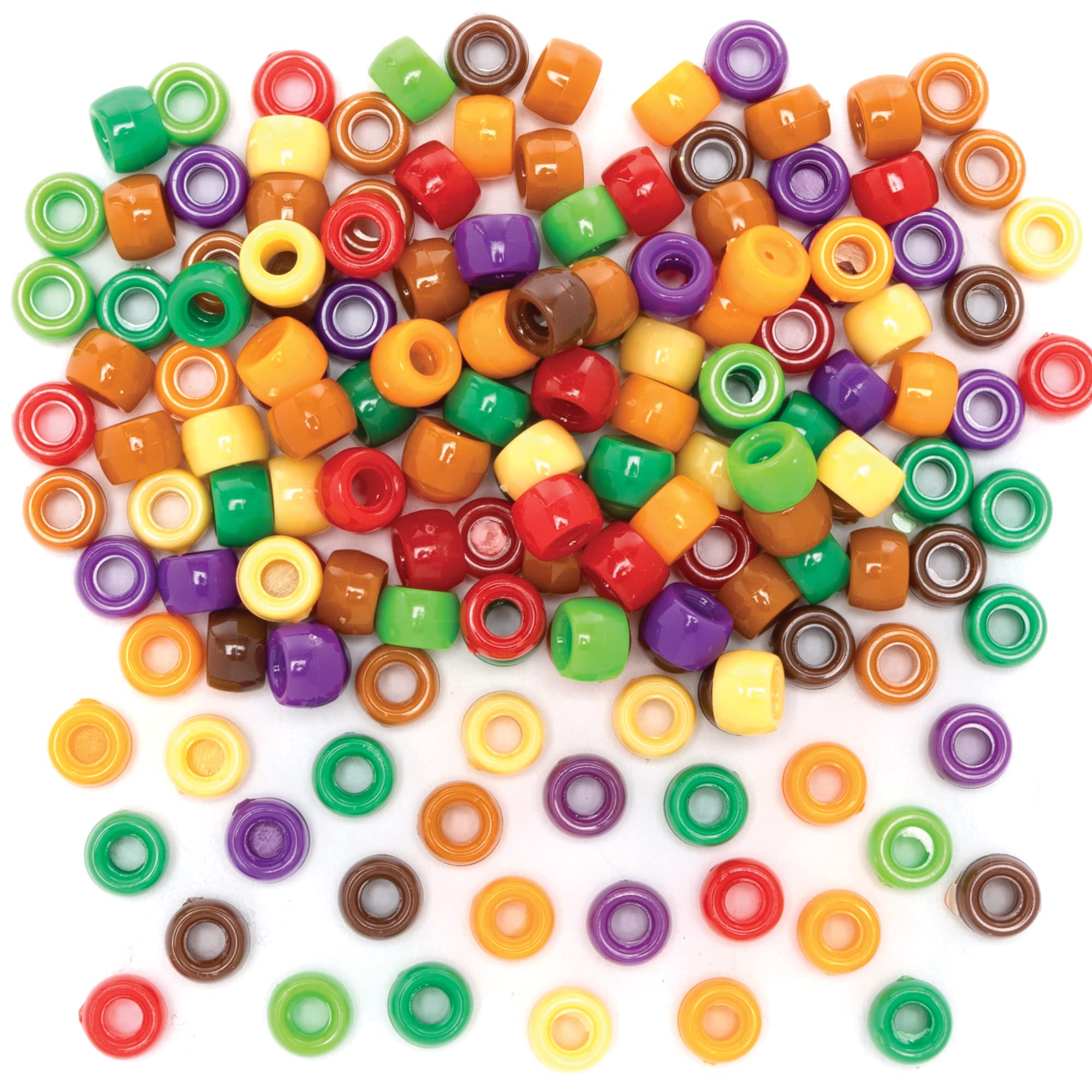Baker Ross FE603 Kids Crafts Pony Beads - Pack of 600, Autumn Coloured Beads for Children's Jewellery Making, Arts and Crafts for Kids Activities