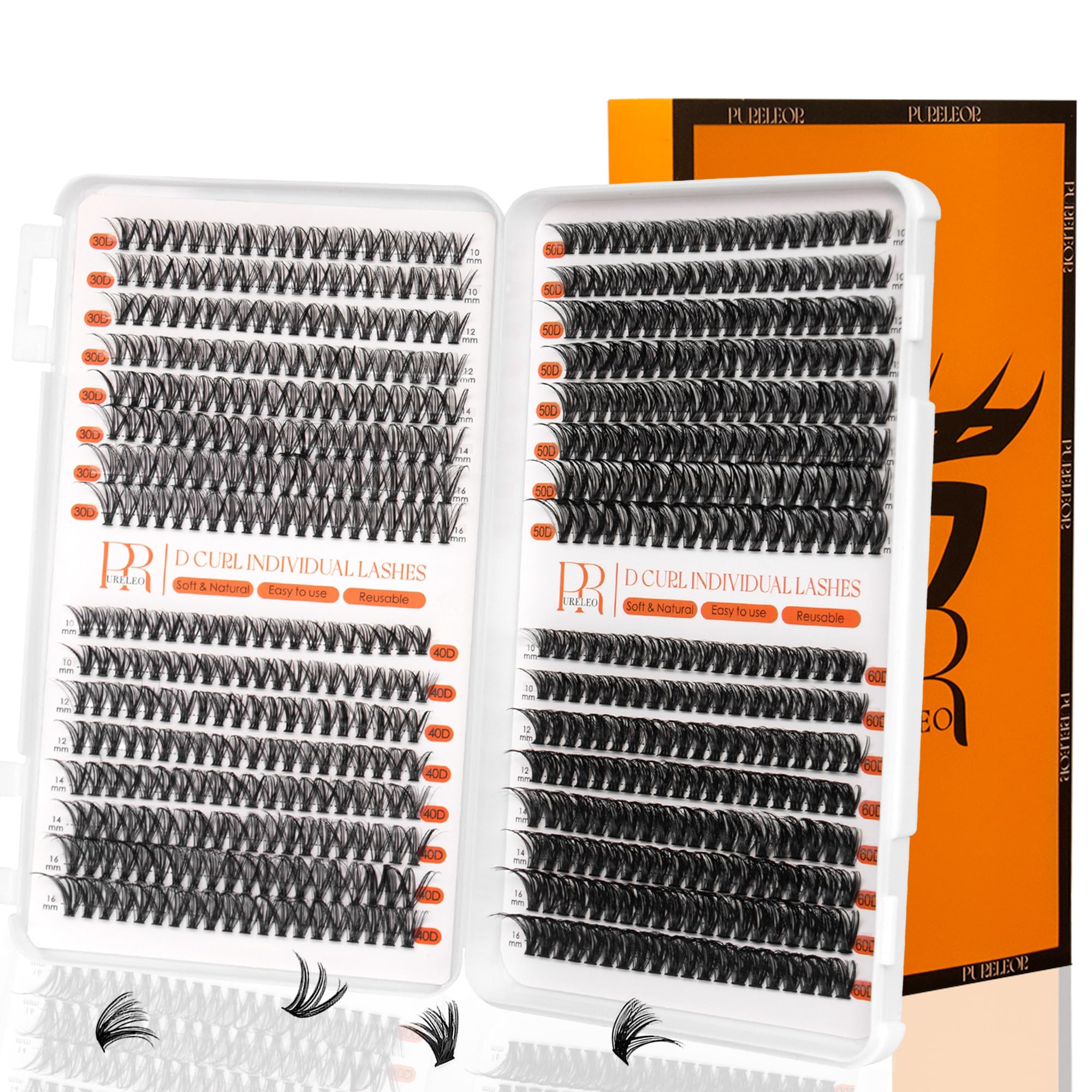 Cluster Lashes D Curl 640pcs Individual Eyelashes Natural Look 10-16 MM DIY Lash Extensions at Home (30+40+50+60D) โ image 1