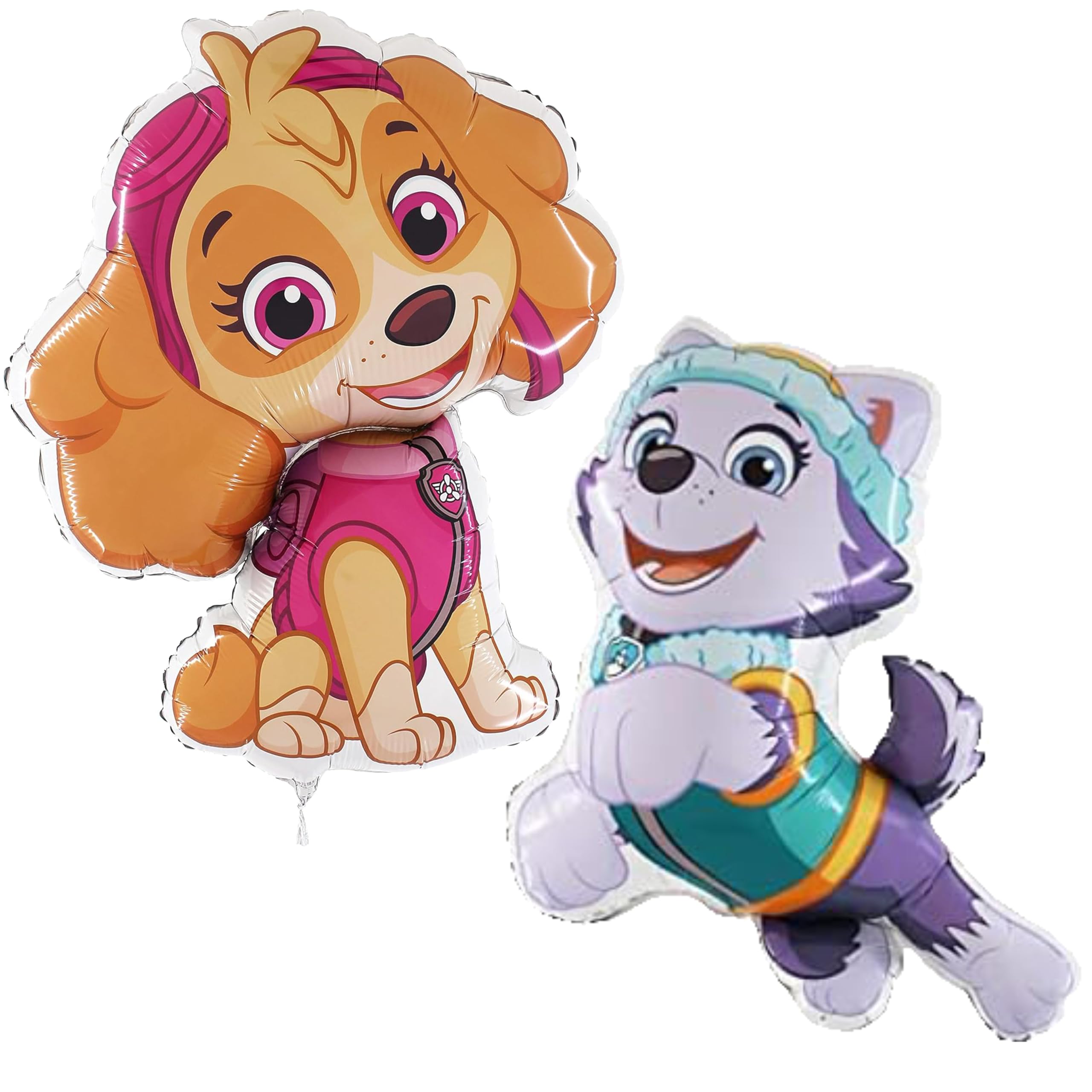 Toyland® Pack Of 2 - Paw Patrol Foil Balloon Pack - 1 x 81cm (32") Skye & 1 x 86cm (34") Avalanche/Everest Shaped Character Foil Balloons