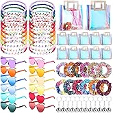 Geiserailie 72 Pcs/12 Set Kpop Party Favors Friendship Gifts Bead Bracelets Disco Ball Keychains Heart Sunglasses Scrunchies Bags for Party Supplies Birthday Decorations (Multicolor)