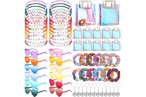 Geiserailie 72 Pcs/12 Set Kpop Party Favors Friendship Gifts Include Bead Bracelets Disco Ball Keychains Heart Sunglasses Scrunchies Gift Bags for Girls Fans Party Supplies Birthday Decorations