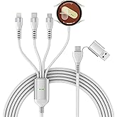 Multi Chargers for Samsung Galaxy Watch 7/6/5/4/3 Charger - 100W USB C Galaxy S23/S22/Z/A Series Phone Multi Charging Cable, 3M/10Ft USB A/USB C to Micro USB+Lightning+Type C+Samsung Watch Charger