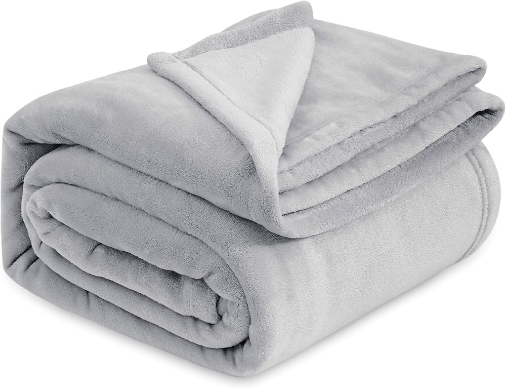 Bedsure Fleece Blanket King Size Soft Premium Microfibre Grey 270x230 cm