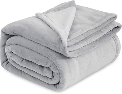 Bedsure Fleece Blanket King Size Soft Premium Microfibre Grey 270x230 cm