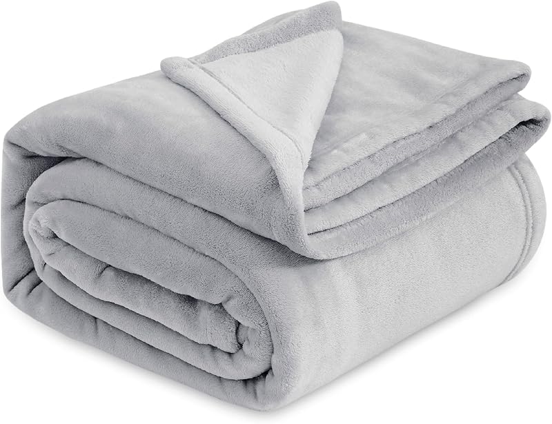 Bedsure Fleece Blanket King Size Soft Premium Microfibre Grey 270x230 cm
