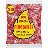 Fireball Candy Bulk - 2 LB Red Hot Jawbreaker Candy - Cinnamon Hard Candy Individually Wrapped - Old Fashioned Candy - Red Hot Cinnamon Candy - Fireballs Bulk - Atomic Fireball Candy Alternative