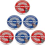 Dark Chocolate 3 tins x 100 g and Milk Chocolate 3 tins x 100 g SCHO-KA-KOLA with natural Caffeine from Cocoa, Cola-Nut-Powde