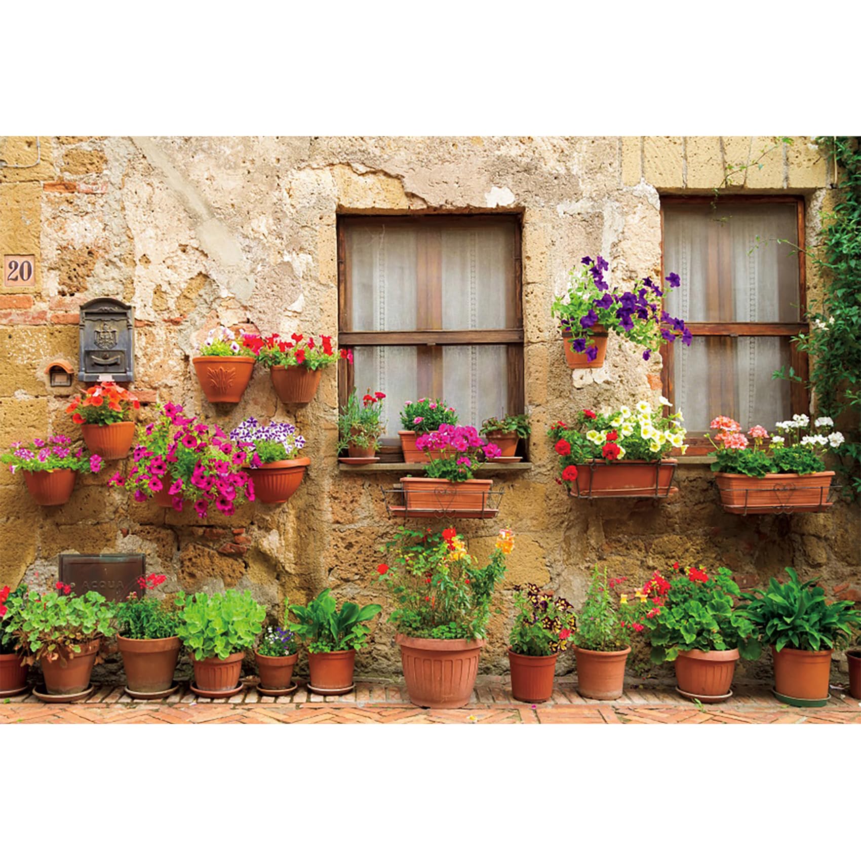 MIRRORANG 3x2,5m Italian Tuscan Street Backdrop Old Wall Flower Plant Medieval Village Town Photography Background Anniversary Party Decoration Photo Studio Props Supplies, Vinyl