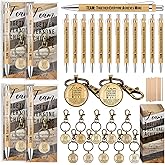 Trandraft 12 Sets Team Appreciation Gift for Employees Bulk Inspirational Bamboo Pen Thank You Keychain Motivational Bookmarks Best Team Ever Gift for Social Worker Coworker Office Staff Teacher