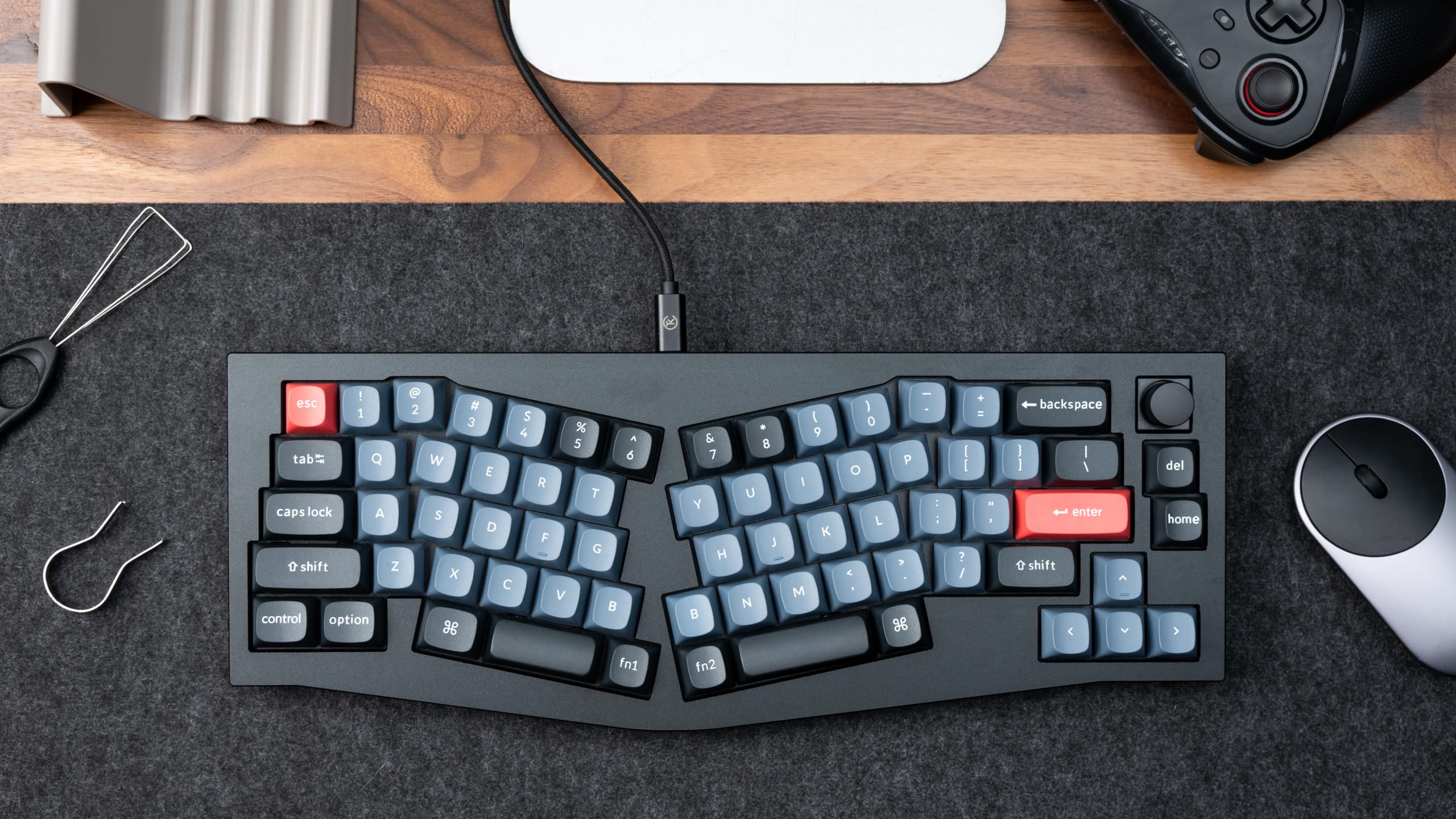 Keychron Q8 Wired Custom Mechanical Keyboard Knob Version, 65% Alice Layout QMK/VIA Programmable with Hot-swappable Gateron G Pro Red Switch Double Gasket Compatible with Mac Windows Linux (Black)