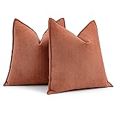 MIULEE Pack of 2 Burnt Orange Decorative Pillow Covers 20x20 Inch Soft Chenille Luxurious Couch Throw Pillows Farmhouse Cushion Covers with Elegant Design for Sofa Bedroom Living Room Home Decor