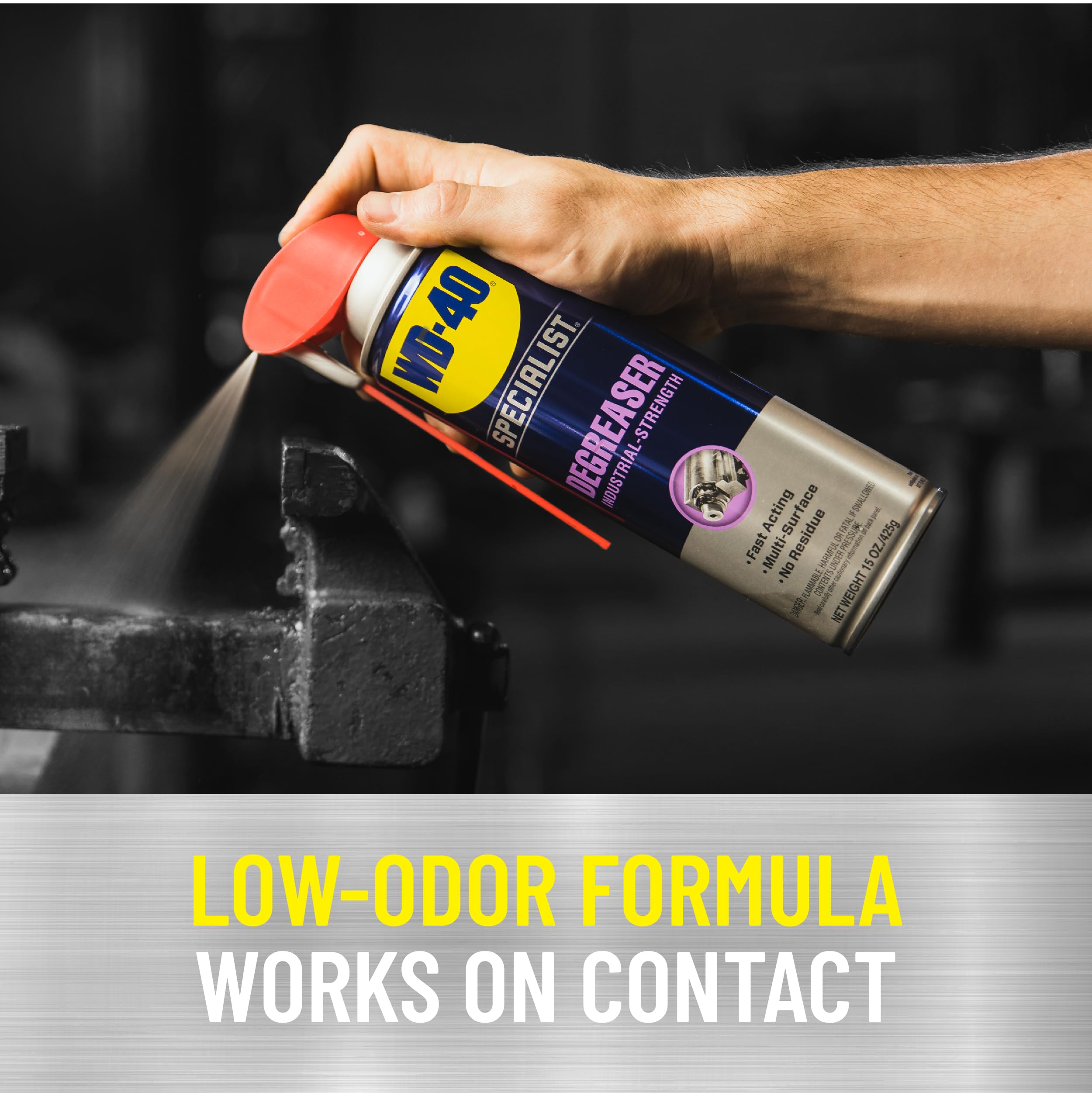 WD-40 Specialist Degreaser with Smart Straw, Heavy-Duty Degreaser for Breaking Down Grease on Engines, Heavy Machinery, Power Equipment and Metal Tools, Industrial Strength Fast-Acting Formula, 15 Oz
