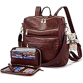 Soperwillton Women Backpack Purse Multipurpose Design Handbags Shoulder Bag PU Leather Travel bag Backpack Set 2pcs