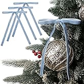 Ribbli Velvet Christmas Tree Bows 24 Pcs Dusty Blue Vintage Wreath Ribbon Bows for Door Garland Home Decor - 5 x 7 Inch, 3/8 Inch Wide