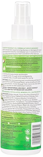 PALMER’S COCONUT OIL FORMULA MOISTURE BOOST LEAVE-IN CONDITIONER SPRAY, INSTANTLY DETANGLE, HYDRATE AND STRENGTHEN TEXTURED AND CURLY HAIR, 8.5 OUNCE