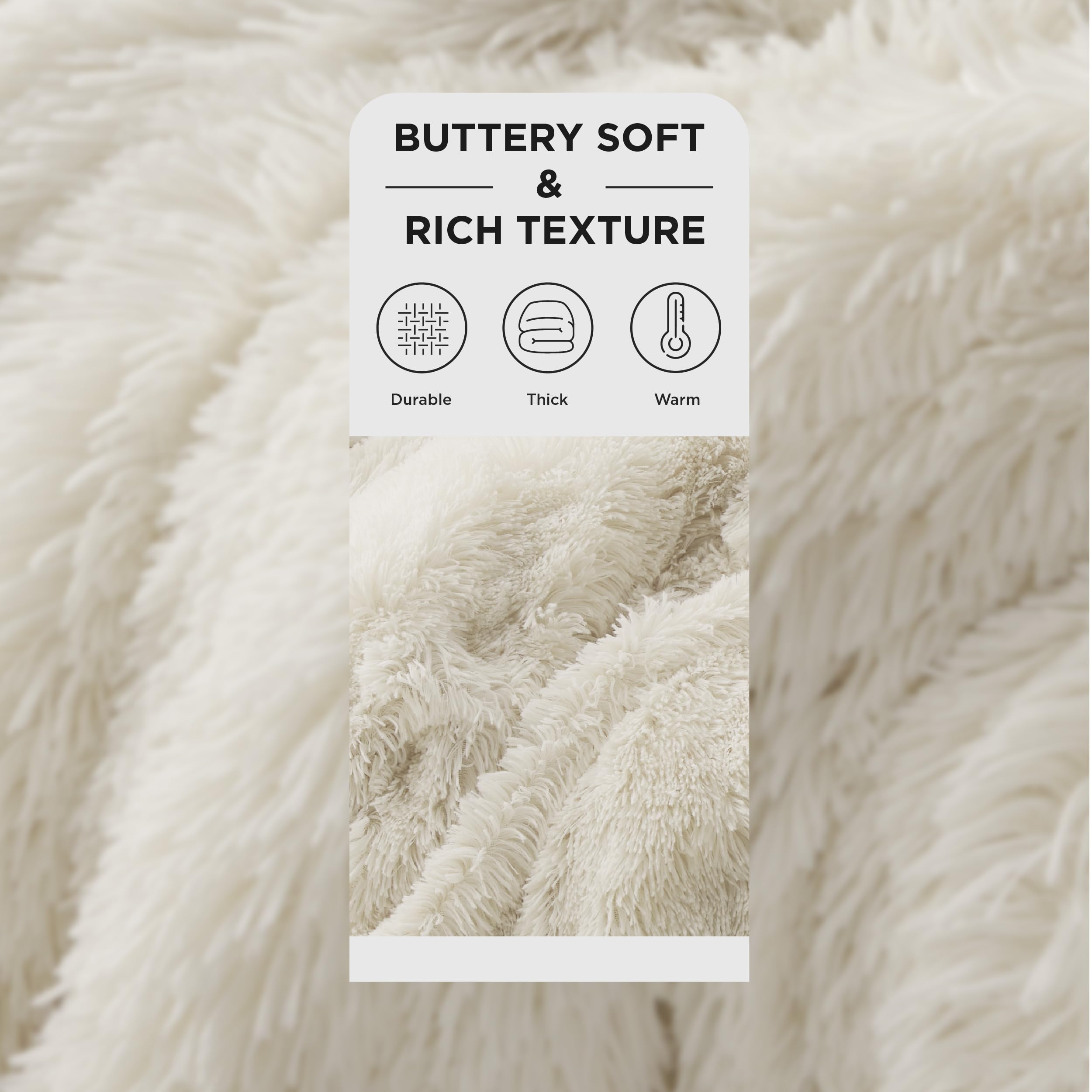 Bedsure Fluffy Cream Throw Blanket Decorative Throw Blankets for Bed Couch Sofa, Cream Decor Sherpa Fleece Soft Cozy Fuzzy Plush Thick Warm Faux Fur Decorations, Ivory Baby Girl Gifts, 50x60