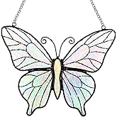 Zedesey Butterfly Suncatcher Stained Glass Window Hanging, Handmade Butterfly Gift Decor for Mom, Women