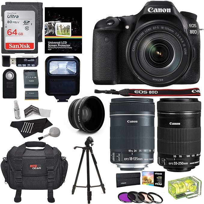 Amazon.com : Canon EOS 80D Digital SLR Kit EF-S 18-135mm f ...