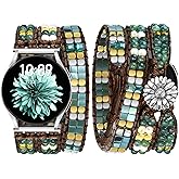 JR.DM Boho Beaded Handmade Braided Bracelet Band Women 20mm Compatible with Samsung Galaxy Watch 7/6/5/4/Active 2/4 Classic/6 Classic/5 Pro/FE 40mm 42mm 43mm 44mm 45mm 46mm 47mm