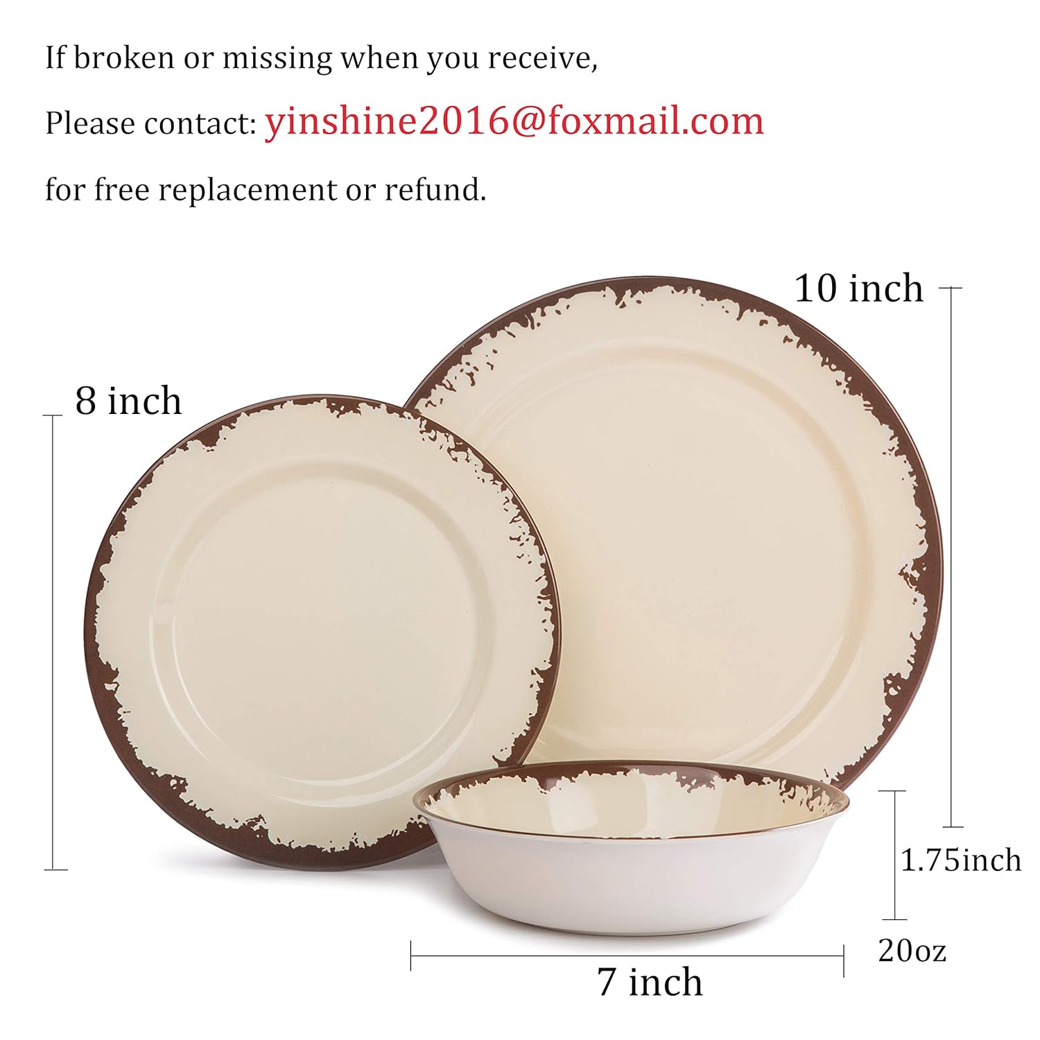 Melamine Camping Dinnerware Set Yinshine 12 PCS Dishes Set Service