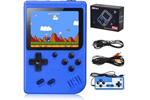 Avainaly Handheld Game Consoles, Retro Mini Game Player with 500 Classic FC Games, 2.8-Inch Color Screen Support for Connecting TV & Two Players, 1020 mAh Rechargeable Battery (Blue）
