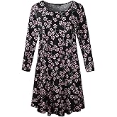 ZENNILO Womens 3/4 Sleeve Loose Fit Swing Tunic Tops Basic T Shirt