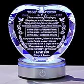Qianwei Gifts for Girlfriend Unique - Crystal Heart Engraved Personalized Gifts for My Girlfriend on Christmas - Birthday Anniversary Wedding Valentines Day I Love My Girlfriend