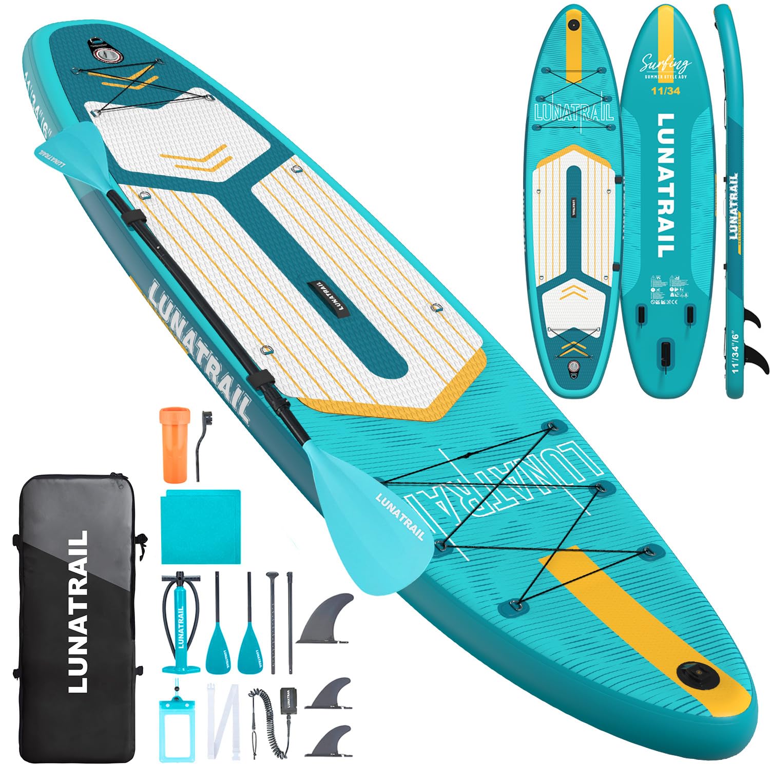 Photo 1 of ?11'×34"? Extra Long/Extra Wide Premium Inflatable Stand Up Paddle Board (SUP) – Portable & Lightweight for Yoga, Surfing, Family Fun | Complete Kit with Paddle, Pump, Bag | Durable Design