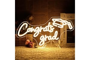 NOSUN Congrats Grad Neon Sign Grad Neon Signs for Wall Decor, Warm White LED Signs for Classmates friends family, USB Neon Word Sign for Party Club Light Up Sign, The best gift for graduating friend