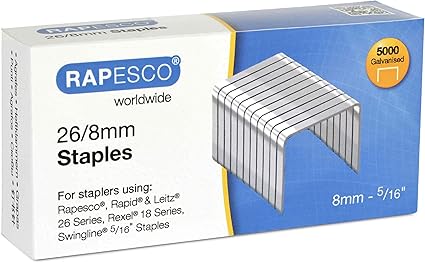 Rapesco - Caja de 5000 grapas 26 / 8 mm: Amazon.es: Oficina y papelería