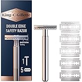King C. Gillette Double Edge Safety Razor Handle and 5 stainless-steel blades with anti-friction coating