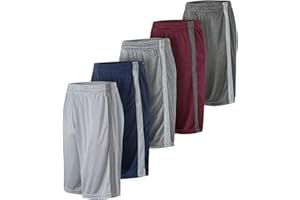 ESSENTIAL ELEMENTS 5 Pack: Men's Dry-Fit Sweat Resistant Active Athletic Performance Shorts