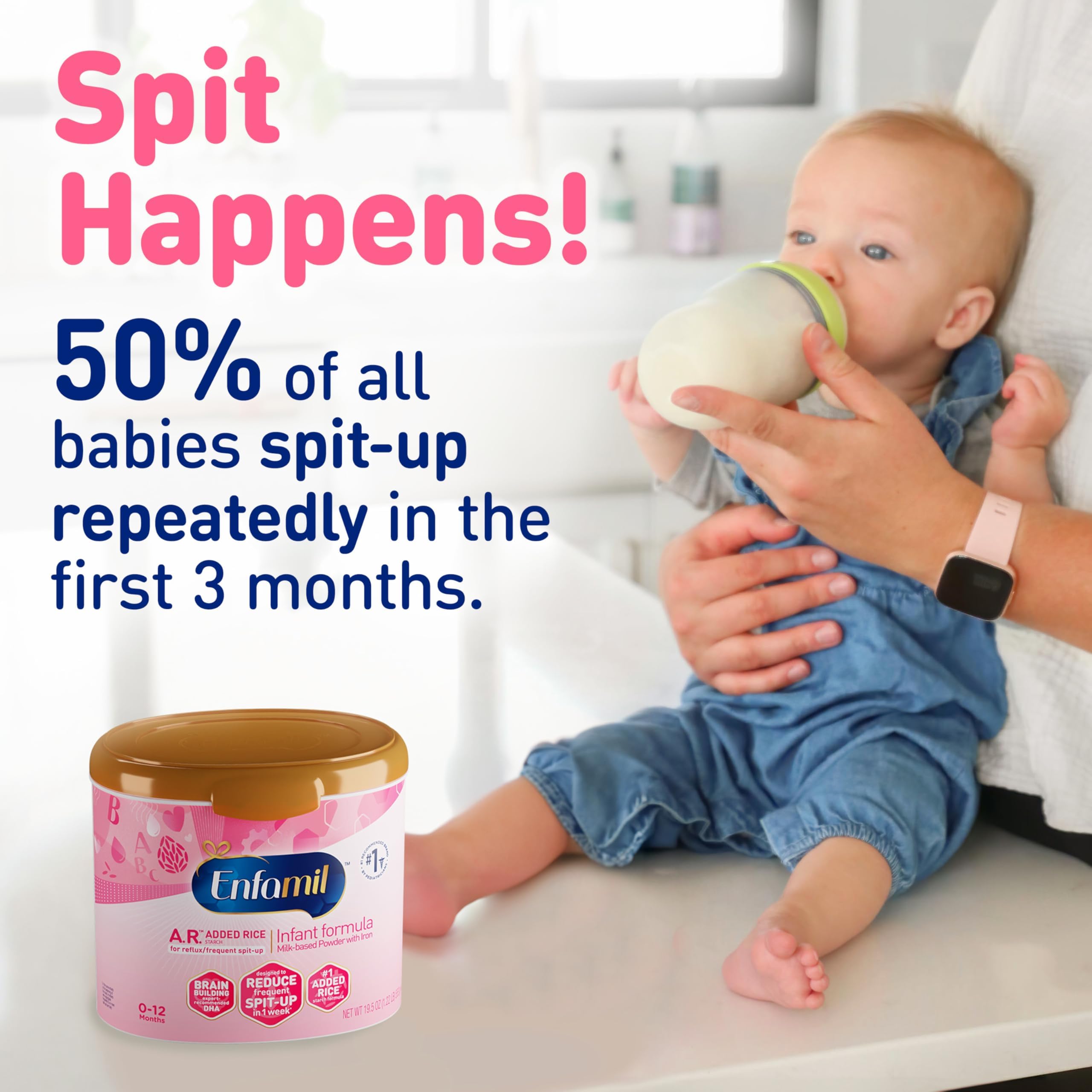 Enfamil A.R. Baby Formula, Added Rice Starch Formula to Reduce Reflux & Spit-Up, DHA for Brain Development, Probiotics to Support Digestive & Immune Health, Baby Milk, 19.5 Oz