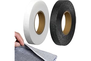 Amzlysdok 2 Rolls Iron-On Hemming Tape,0.5 Inch 70 Yards Double-Sided Fusible Adhesive Hem Tape, No Sew Hemming Tape for DIY Sewing and Fabric Projects(Black&White)