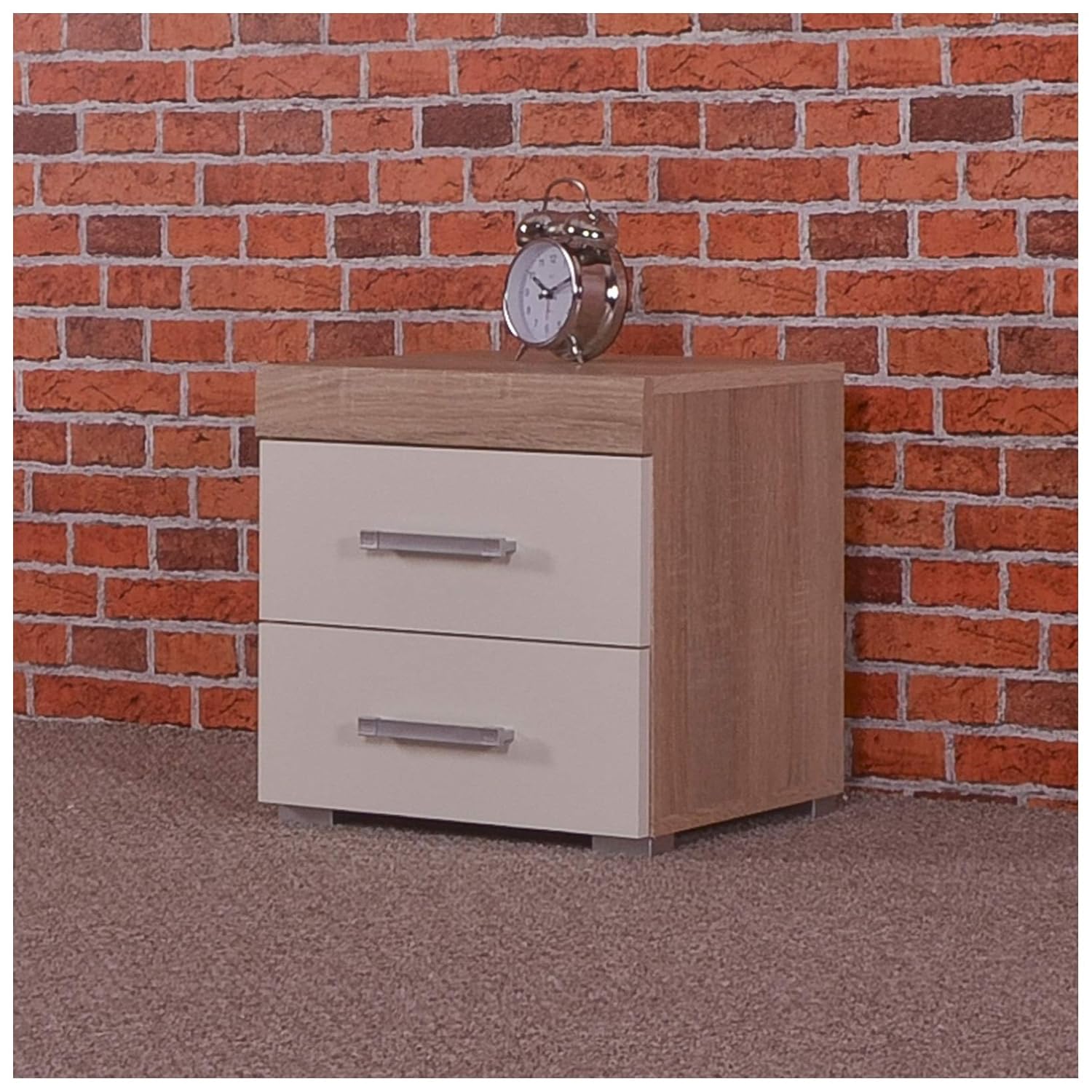 2 Drawer White & Sonoma Oak Bedside Bedroom Furniture Amazon.co.uk Kitchen & Home