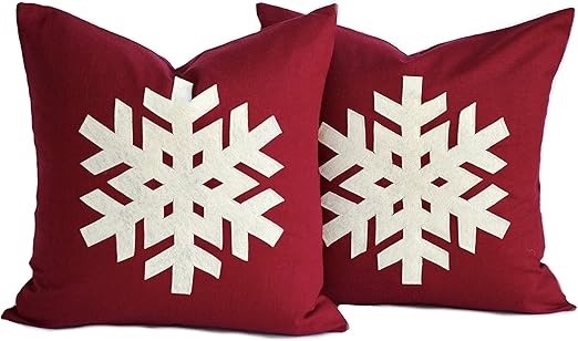 Amazon Com That Dutch Girl Two Snowflake Christmas Pillow Covers