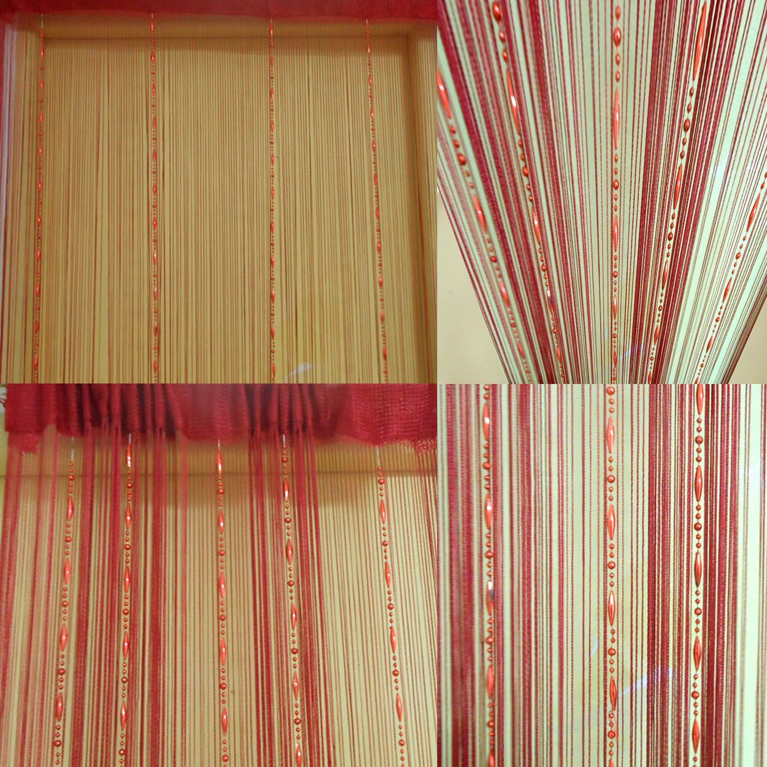 SAVFY® New "Dew Drop" Beaded Hanging String Partition Divider 90x200cm Wall Door Curtain with 5 rows of beads (Available in Mutiple Colors)