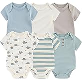 Ruliby Baby Bodysuit 6 Pack Soft Mixed Ribbed Short Sleeve Romper Infant Boy Girl Clothes Set