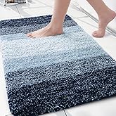 Arotive Microfiber Bathroom Rugs, Shaggy Soft and Absorbent Bath Rug, Non-Slip, Thick Plush Machine Washable Dry Bath Mats for Bathroom, Tub and Shower, 30x20, Dark Blue, Rectangular