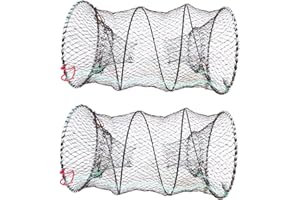 2PCS Crab Trap Minnow Trap Crawfish Fish Trap Crawfish Cast Net for Bait Fish Folded Crawdad Crayfish Traps, 25cm
