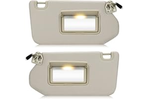 AEAGLE Left & Right Sun Visor with Light for 2013-2018 Nissan Pathfinder, 2014-2017 Infiniti QX60, 2013 JX35, Driver & Passenger Side Beige Sunvisor Replacement 96401-9PB0A, 96400-9PB0A