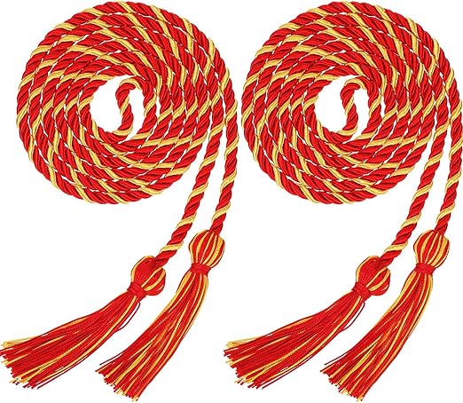 Red 6 Pieces Honor Cord Graduation Cord with Tassel Braided Grad Days Honor Cords for School Graduation Ceremony Party