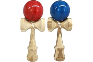 KENDAMA TOY CO. 2 Pack | Competition Pro Kendama Full Size | Solid Wood Ball and Cup Coordination Toy | Blue and Red Bundle