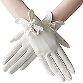 Gionforsy Floral Lace Gloves for Wedding & Bridal Elegance - Short Wrist Lace Gloves for Opera & Dinner Party