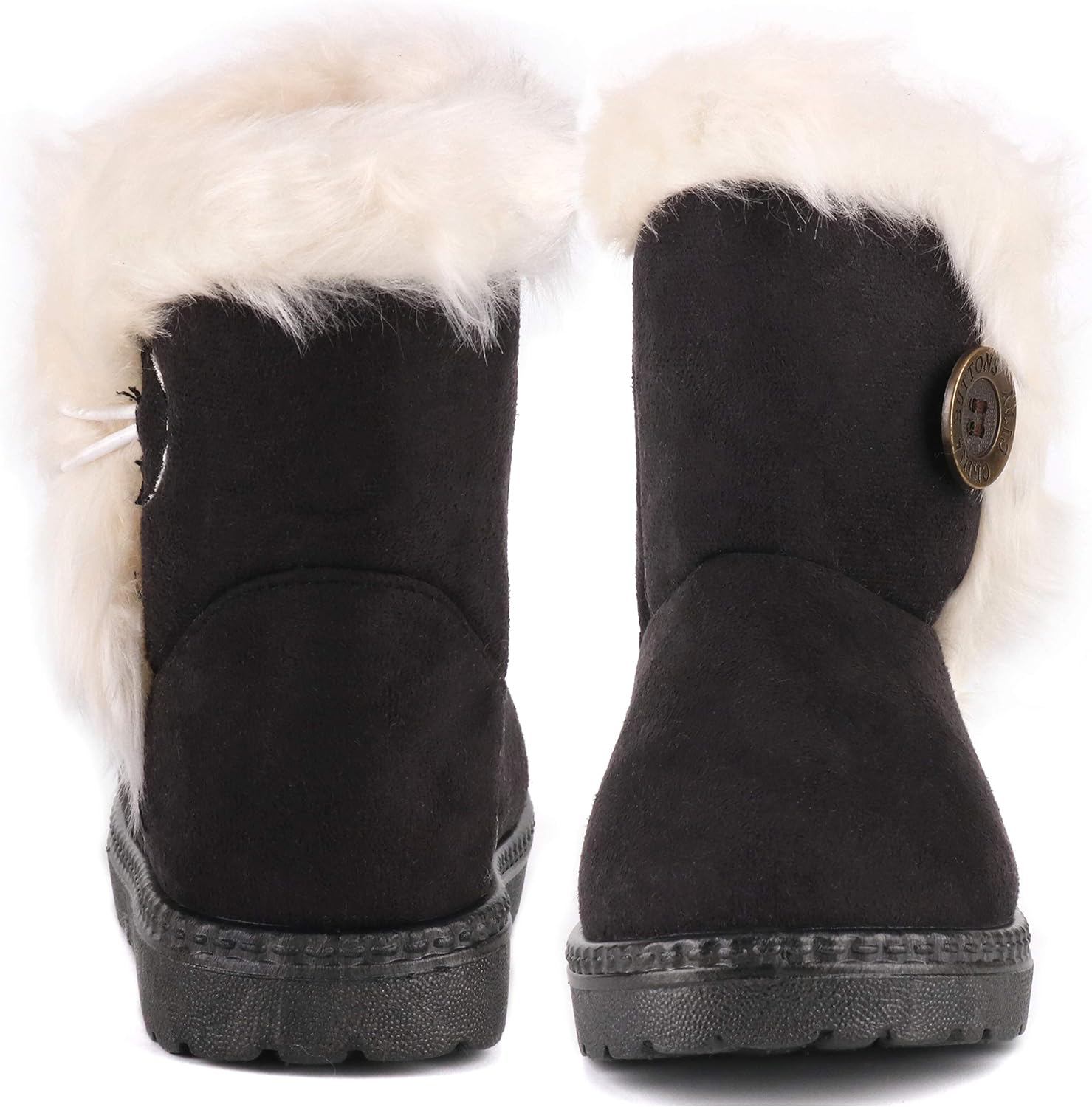 Femizee Girls Boys Warm Winter Flat Shoes Bailey Button Snow Boots(Toddler/Little Kid): Shoes