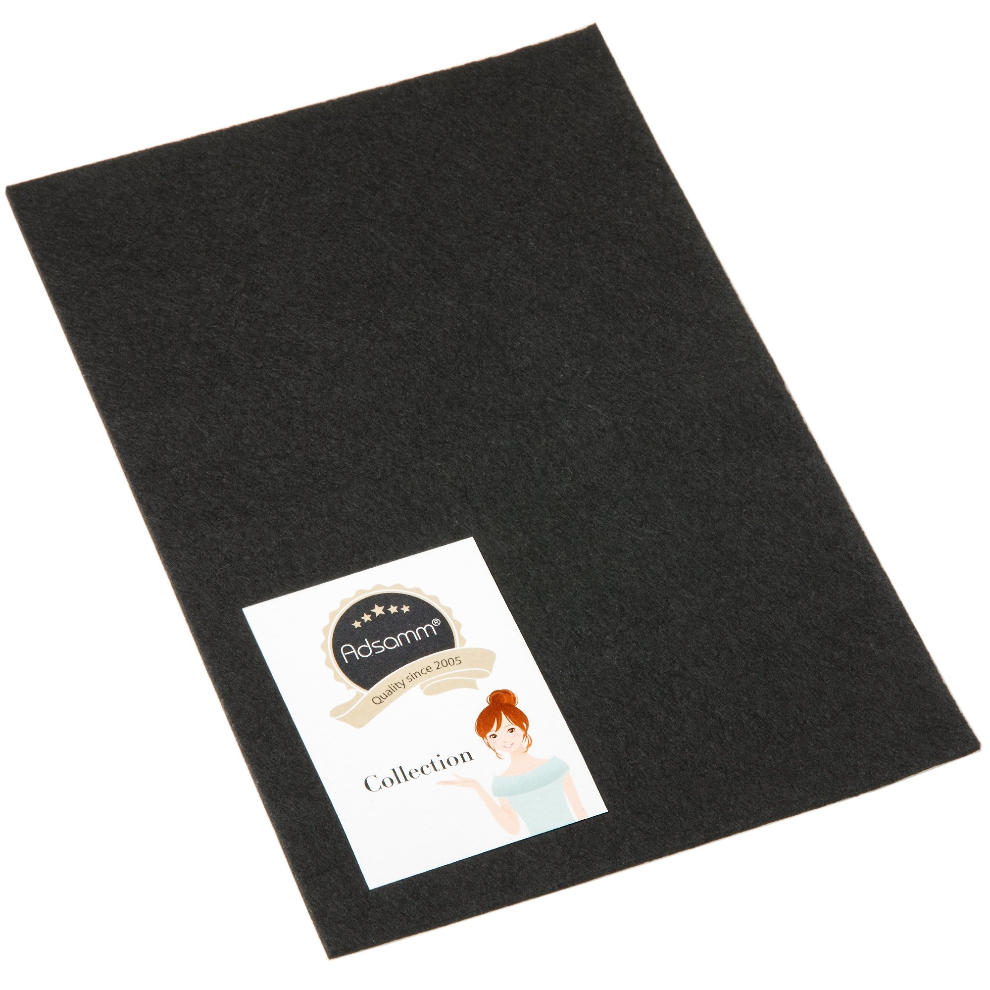 Adsamm® / 1 x self-adhesive Felt Sheet/Black / 7.87x11.81'' (200x300 mm) / rectangular / 0.138'' / 3.5 mm thick stick-on furniture felt glides/Furniture & Chair Glides