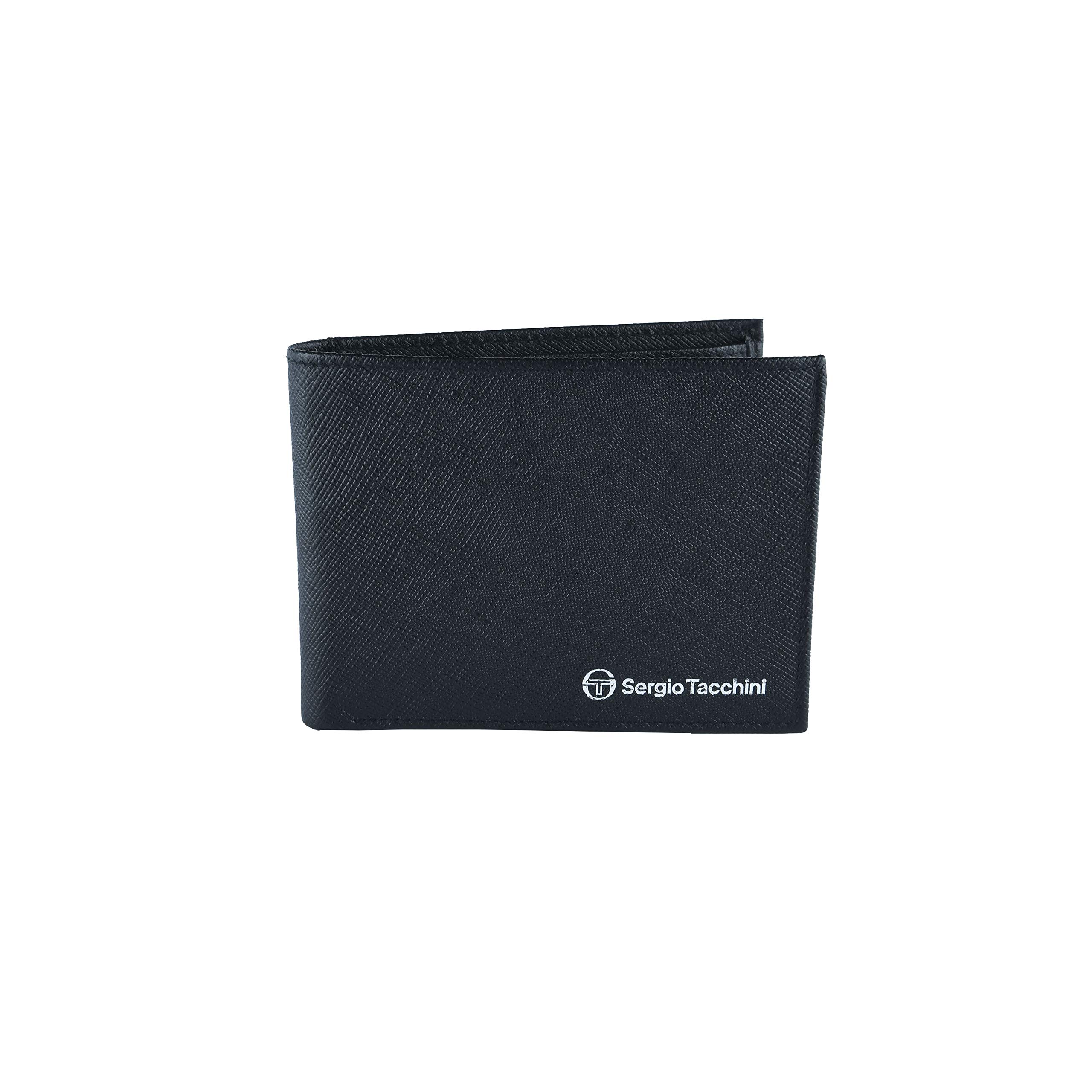 Sergio Tacchini - Men's Genuine Leather Wallet, Black, Slim with Card Holder, Gift Box, Black Slim, Classic, Slim Black, Slim, Classic