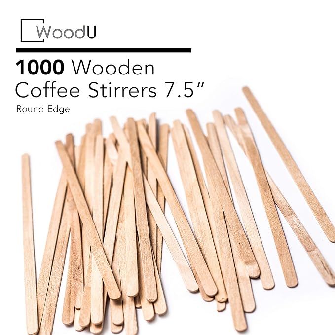 Coffee Stir Sticks (7.5" 1000 pcs) Round End, Eco Friendly Coffee Stirrers Wood for Hot Drinks
