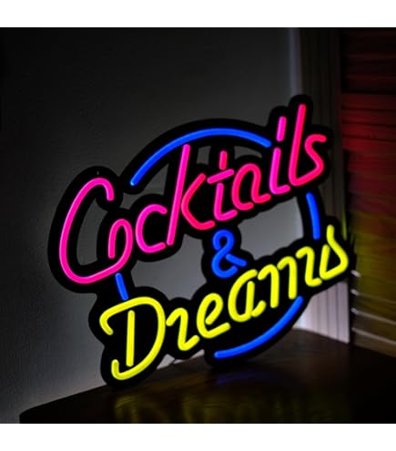 カクテルグラス ネオンライト Cocktails & Dreams Cocktails & Dreams Neon Sign | Bar Decor - NeonChili
