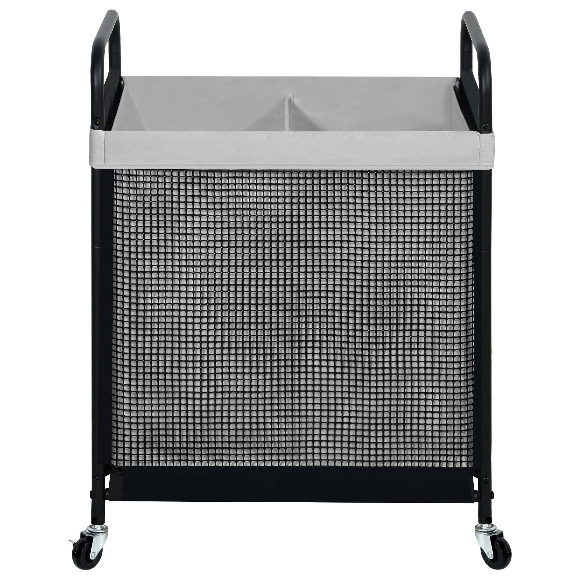 Photo 1 of STO STO Laundry Hamper 2 Section, 100L Rolling Laundry Sorter Cart with Removable and Washable Liner Bag, Rolling Clothes Hamper with Metal Handle for Laundry Room and Bedroom, Gray